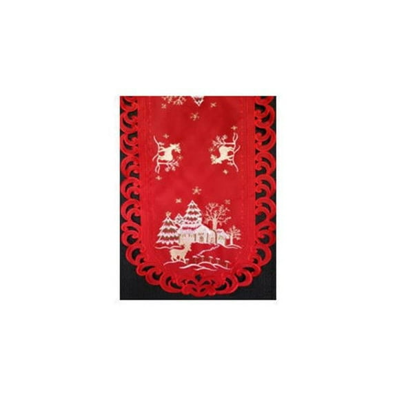 H8837-R Reindeer Red Oblong Table Cloth, 52 x 71 in.