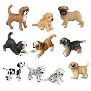 TOYMANY 10PCS Puppy Figurines, Realistic Detailed Cute Puppy Figures, Hand Painted Emulational Dog Figurines Toy Set Christmas Birthday Gift for Kids Toddlers