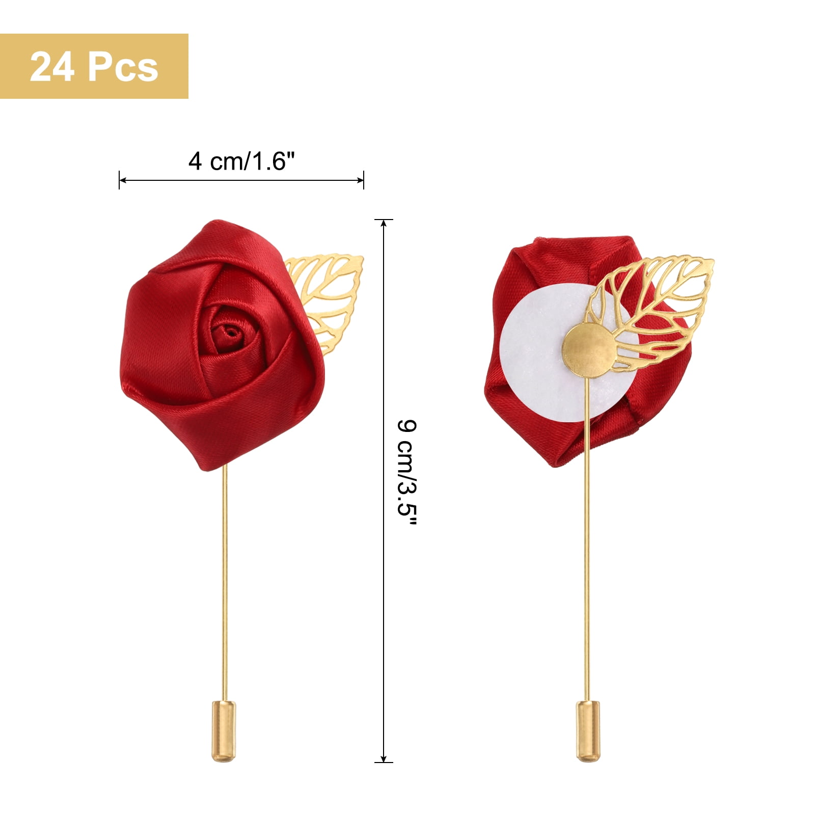 Unique Bargains Elegant Rose Boutonnieres Flower Pocket Pins for Formal Events Burgundy