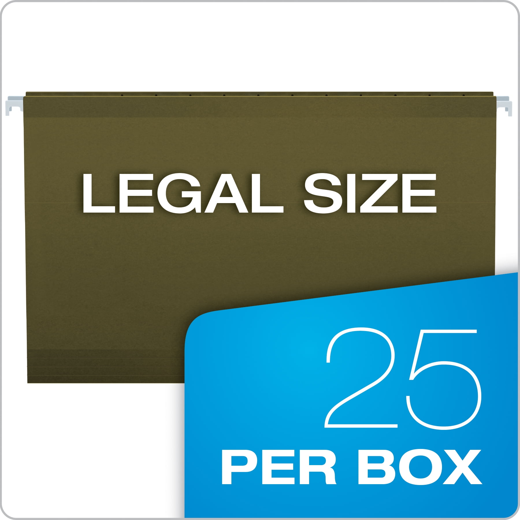 Reinforced Hanging Folders, Legal Size, Standard Green, 1/5 Cut, 25/BX