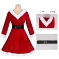 thumbnail image 2 of HOWPAY Costumes pour Femmes Noël Père Noël Robe Décontractée avec Ceinture Costume Cosplay Manches Longues Babydoll 2 Pcs Tenues de Fête Rouge P, 2 of 8