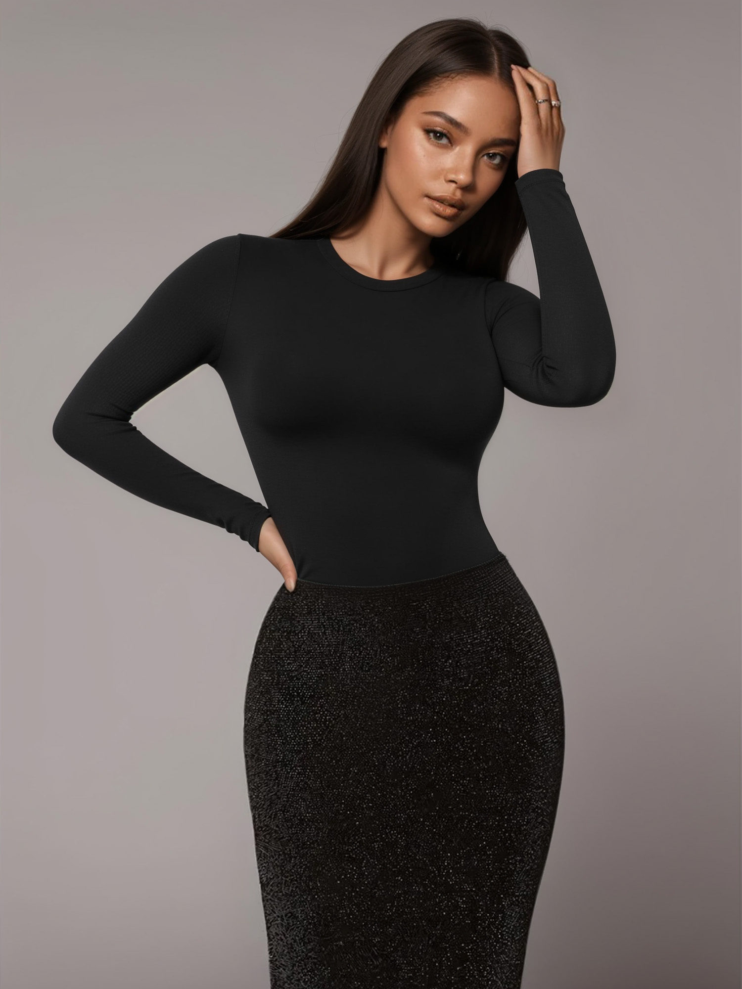 MOYIKO Women's Slim Fitted Long Sleeve Crew Neck Tee photo 5