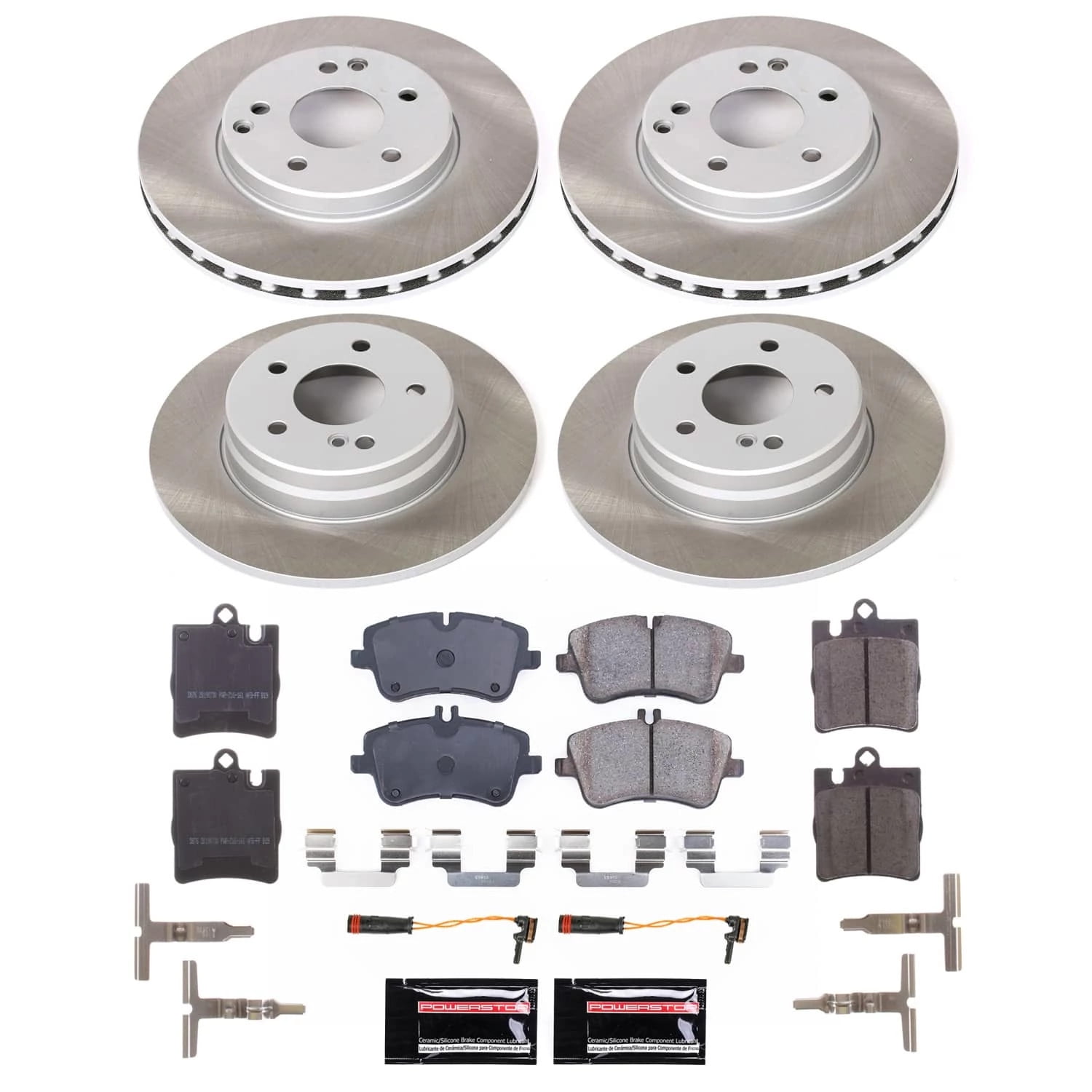 PowerStop Front and Rear Semi-Coated Rotor and Low-Dust Ceramic Brake Pad Kit SC6745