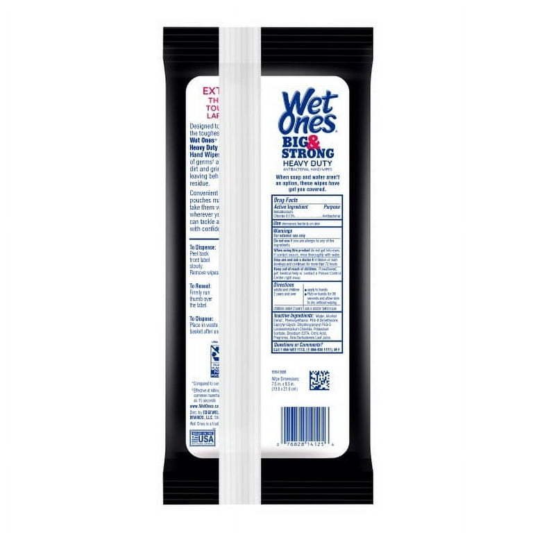 Wet Ones Big & Strong Heavy Duty Antibacterial Hand Wipes, Fresh