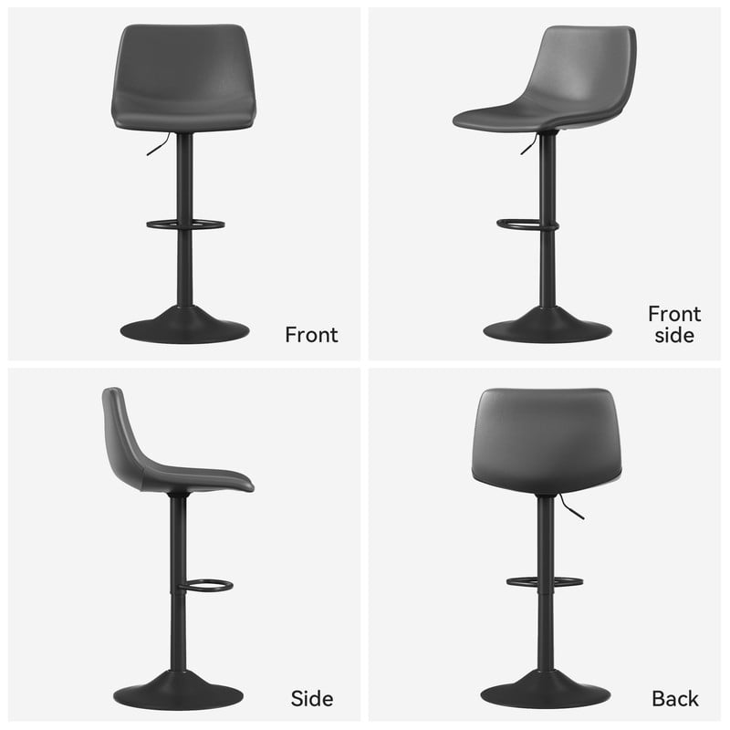 Hawsaiy Modern Swivel Bar Stools Set of 4, Adjustable Faux Leather Counter Height Chairs with Back for Kitchen Island, Dark Gray