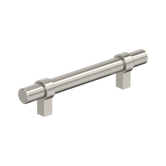 Amerock Central 3-3/4 inch (96mm) Center-to-Center Satin Nickel Cabinet Pull, 10 Pack