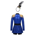thumbnail image 2 of Linjinx Kids Girls Long Sleeve Dance Leotard Dress with Steampunk Hat for Festival Blue 8, 2 of 7