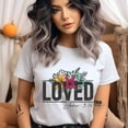 thumbnail image 2 of Loved John 3:16 Christian Floral Bible Verse T-Shirt, Light Pink, Size S, 2 of 6
