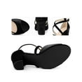 thumbnail image 2 of BLISSFUL STEP Women's Shoes Faux Velvet Chunky Heel Open Toe Crisscross Strap Buckle Sandals Black 6, 2 of 6