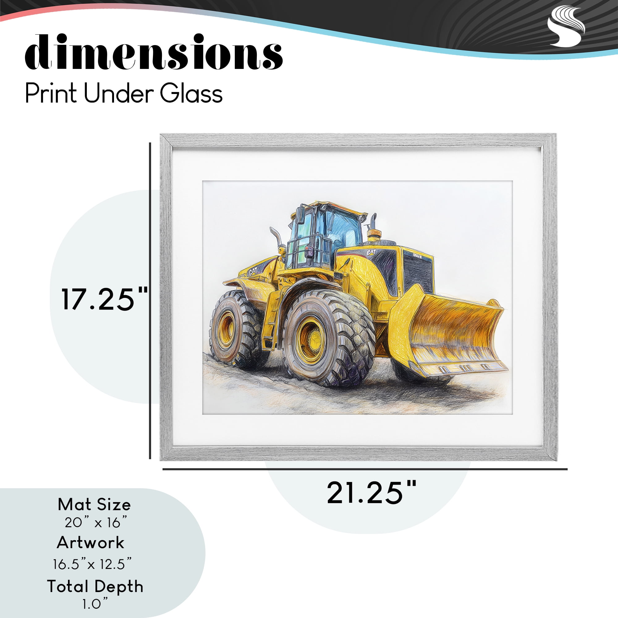 Stupell Industries Industrial Excavator Drawing Gray Framed Print Under Glass, design by Steve Hunziker