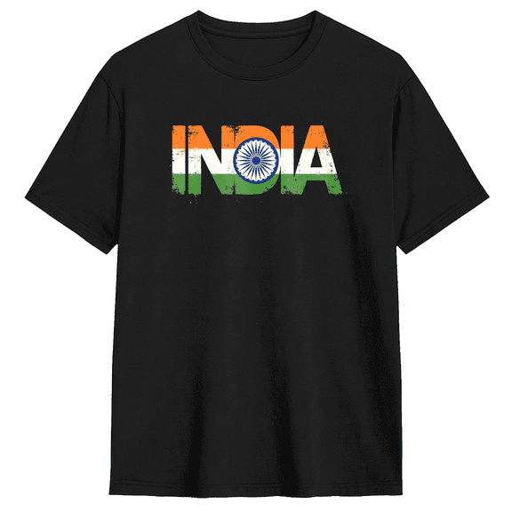 India Flag Retro Graphic Tee For Men And Women, Travel Vacation Cotton Short Sleeves T-Shirt