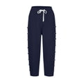 thumbnail image 3 of Bovemsi Women's Casual Pants Fashion Solid Color Cotton Linen Elastic Seven Beach with Pockets, 3 of 7