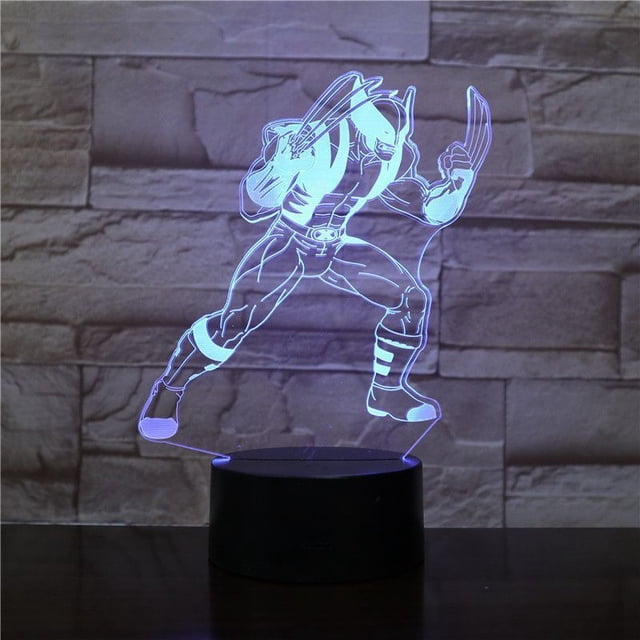 Luz nocturna LED Wolverines 3D que cambia de color para niños