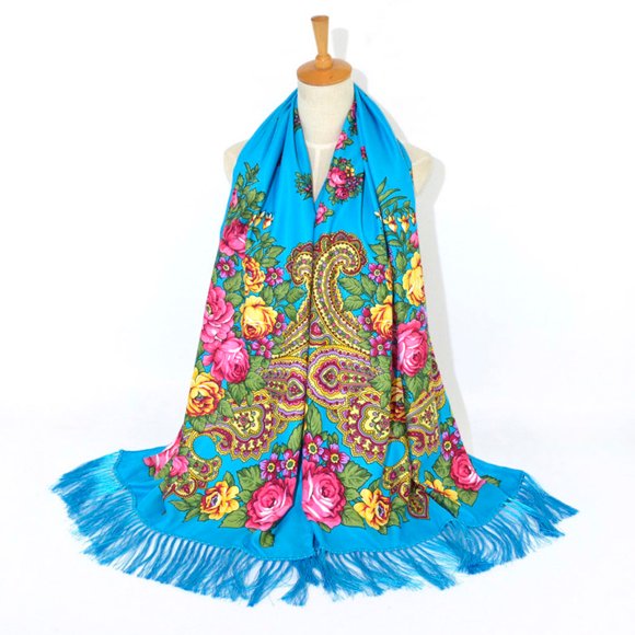 Womens' Fashionable Bohemian Scarf Lady Folk-Custom Print tie Tassel Square Scarf Wrap Shawl Travel Scarve on Clearance