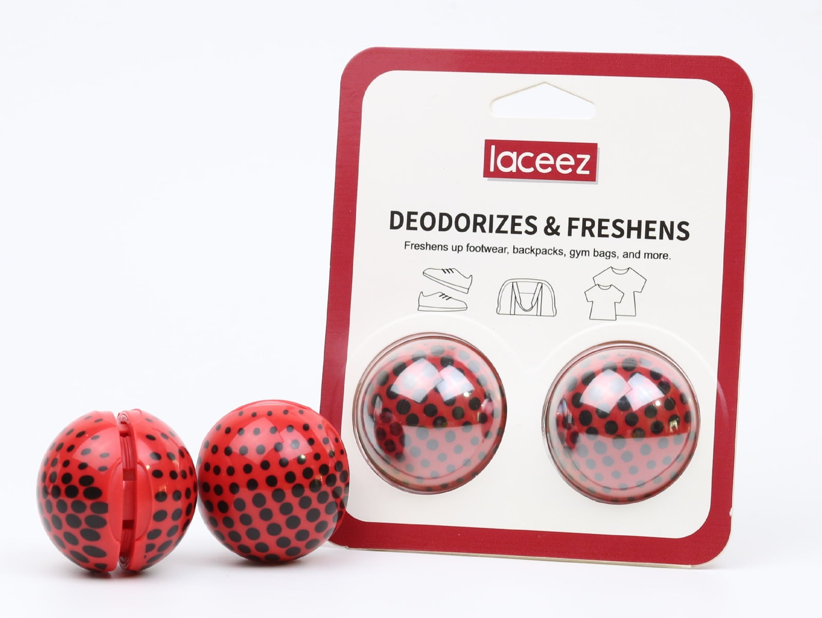 Laceez Shoe Deodorizer, Deodorizing Balls 2 Pack Deodorizes & Freshens
