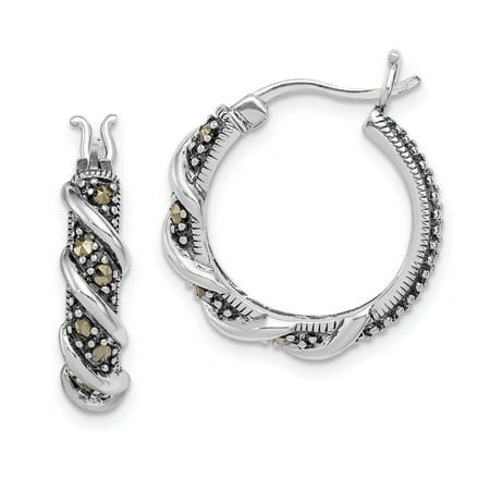 - 925 Sterling Silver Swirl Hoop Marcasite Earrings Ear Hoops Set Fine Jewelry Ideal Gifts For Women Gift Set From Heart