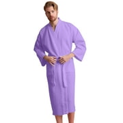 Men's Waffle Spa Bathrobe - Long, Lightweight, Absorbent