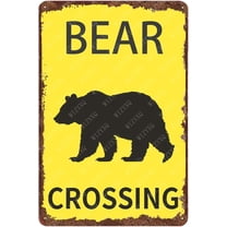 Metal Signs Bear Crossing Vintage Tin Sign for Home Bar Living Room Garden Yard Outdoor Wall Decor 12x8 Inch