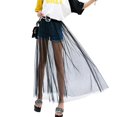 thumbnail image 3 of Womens Sheer Mesh Skirt See Through Overlay Maxi Skirt Elastic Waist Cover Up Summer Beach Casual Layer, 3 of 4