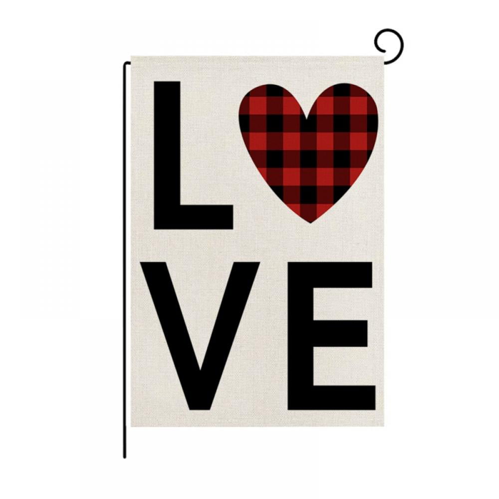 Romantic Buffalo Plaid Gnome Wedding Yard Outdoor Decoration AVOIN colorlife Be Mine Valentine's Day Garden Flag 12x18 Inch Vertical Double Sided