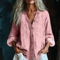 thumbnail image 2 of CHGBMOK Linen Tops for Women Casual Button Up V Neck Long Sleeve Gauze Shirt Loose Lightweight Blouses, 2 of 7