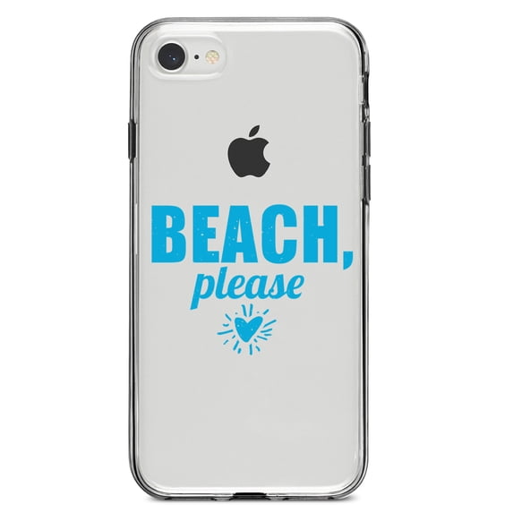 DistinctInk Clear Shockproof Hybrid Case for iPhone 7 8 SE (2020 Model) 4.7" Screen TPU Bumper Acrylic Back Tempered Glass Screen Protector - Beach, Please