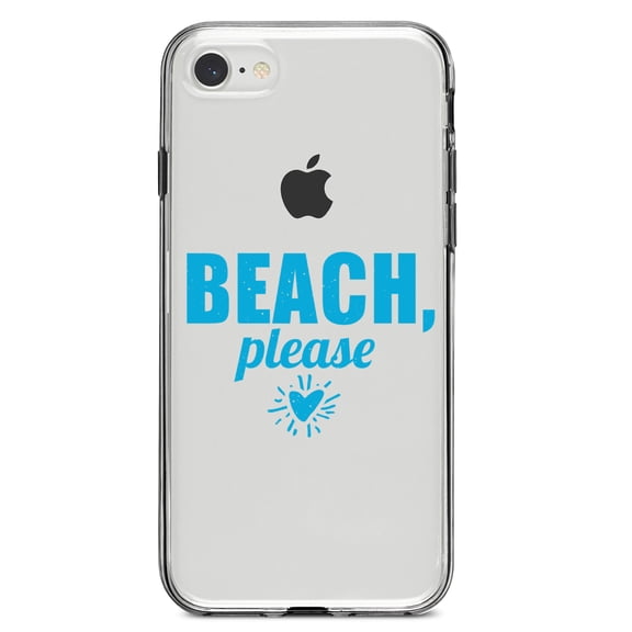 DistinctInk Clear Shockproof Hybrid Case for iPhone 7 8 SE (2020 Model) 4.7" Screen TPU Bumper Acrylic Back Tempered Glass Screen Protector - Beach, Please