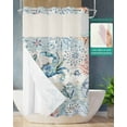 thumbnail image 4 of No Hook Shower Curtains, Coastal Crab Small Shower Curtains with Snap in Liner, Nautical Beach Ocean Conch Coral Starfish Waterproof Washable Fabric Bathroom Shower Curtain Sets, 36" x 72", 4 of 7