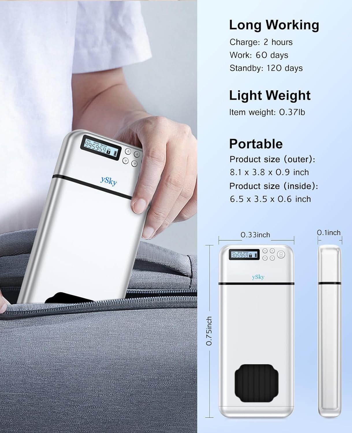 ySky Metal Cell Phone Lock Case with Timer,Portable Timed Phones Locker Box for iPhone and Android, Self-Control Help to Focus Back, Phone Jail Box 1PC Silver