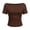 #0253-Brown, variant on Womens Tops Boat Neck Ruched Slim Fit Short Sleeves Rib Knit Soft Comfy Casual Daily Going Out Shirts Gift