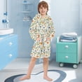 thumbnail image 5 of FORMRS Niños Bathrobe Unisex Hooded Robe Soft Plush Pajamas Sleepwear, Size 10-12T, Watercolor Wildflowers Pattern, 5 of 7