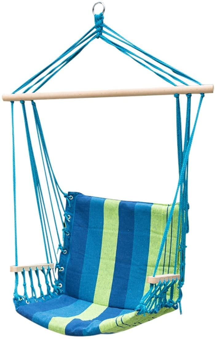 Lounge Seat for Backyards Vacation Houses JUNELILY Colored Stripes Hammock Chair for Indoors & Outdoors Guest Rooms Living Room Corners Maple Red Stripes Front Porches 