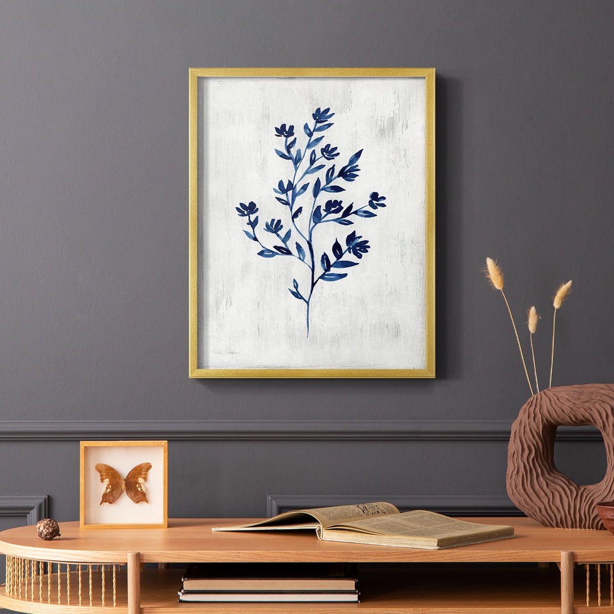 Wild Indigo II - Gold Framed Wall Art Print, Solid Wood Frame, 16" x 20", Ready to Hang