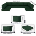thumbnail image 2 of Outdoor Sectional Replacement Cushion Set, 14 Pcs Waterproof Patio Sofa Cushions 4" Foam High-Density Couch Cushion for 8-Seat Sectional Rattan Conversation Sets(Liner&Cover) (Dark Green), 2 of 7