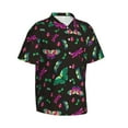 thumbnail image 2 of Hawaiian Shirt For Men, Purple Green Dragonfly Butterfly Mens Button Down Short Sleeve Shirt, Summer Beach Shirts For Men, 2 of 2