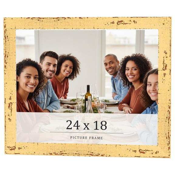 24x18 Frame Yellow Real Wood Picture Frame Width 1.25 inches | Interior Frame Depth 0.5 inches |