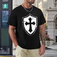 thumbnail image 4 of Knights Templar Trendy Men's Cotton Short Sleeve HD Print Tee for Casual T-Shirt Crew Neck Top Black 2XL, 4 of 7