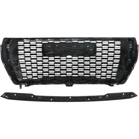 ALL-CARB Front Honeycomb Grille and Hood Molding Trim Glossy Black Set Replacement for Yukon Yukon XL 2021-2023 84835783
