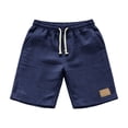 thumbnail image 5 of Besolor Men's Shorts Cotton Linen Casual Elastic Waist Drawstring Summer Lightweight Loose Beach Shorts with Pockets(Small,Dark Blue), 5 of 7