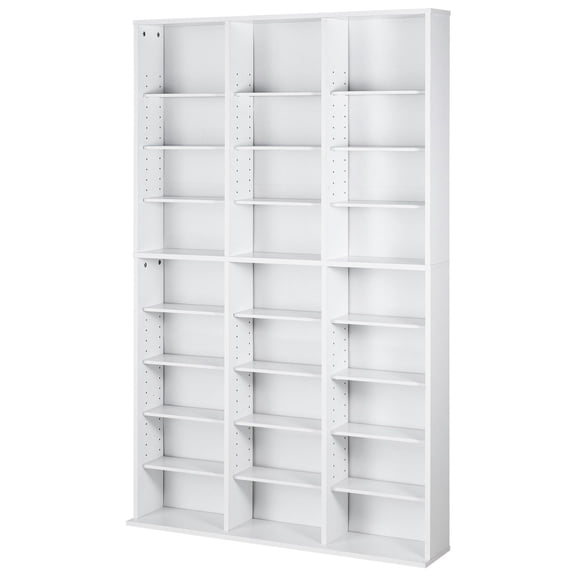 9-Tier DVD Storage Cabinet, Adjustable CD Rack Organizer for 756 Discs, Video Game&Media Collection Shelf, White