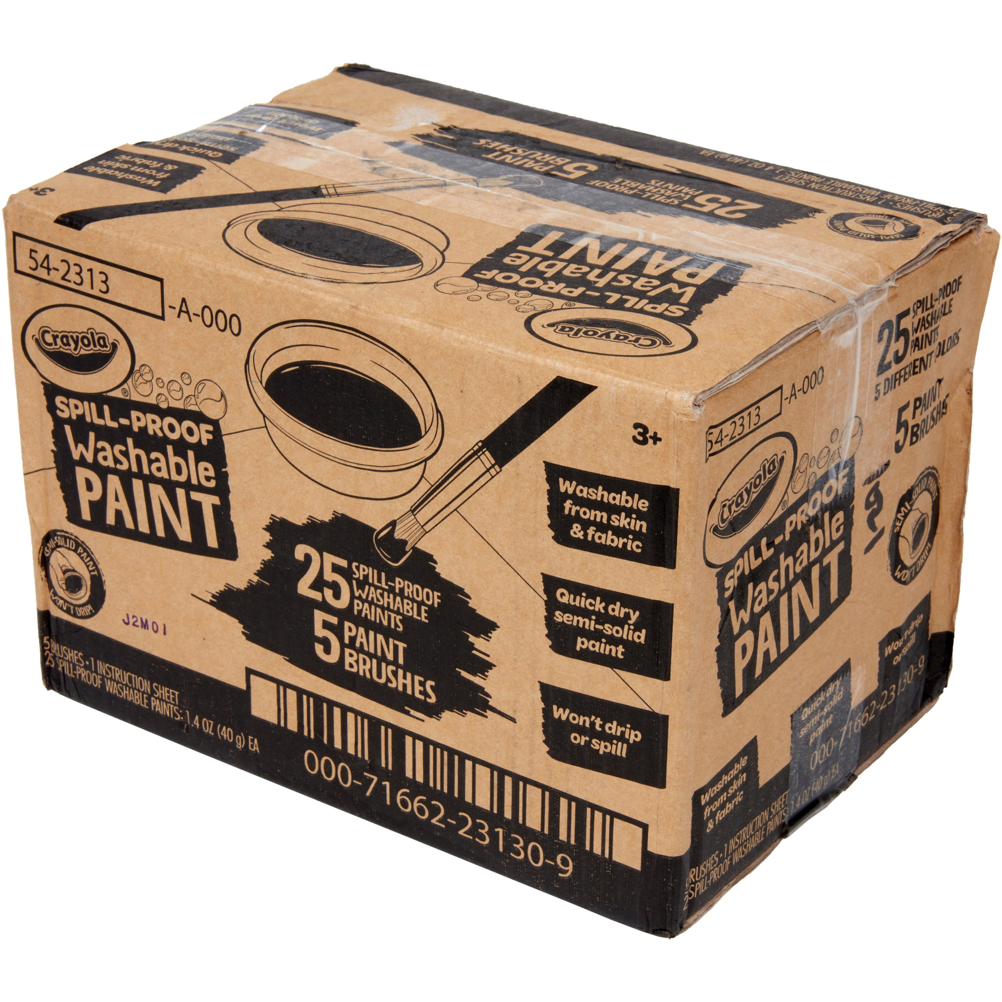 Crayola Spill Proof Washable Paints, 40mg, Assorted, 25 Jars