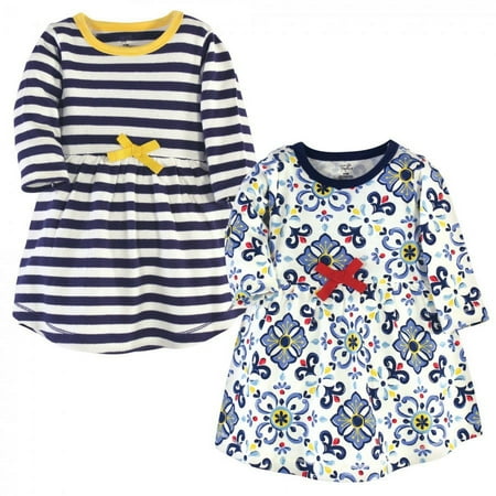 UPC: 0660168612523 | Touched by Nature Baby and Toddler Girl Organic Cotton Long-Sleeve Dresses 2pk Pottery Tile 3-6 Months