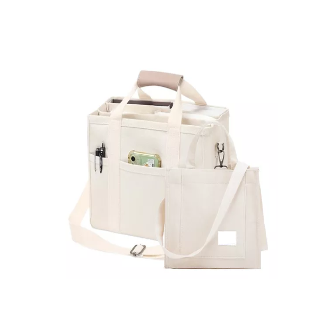 2 Uds Bolsas Totes De Mano Lona Multicapa De Gran Capacidad