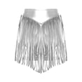 thumbnail image 4 of Doomiva Women's Metallic Booty Shorts Shiny Cheeky High Waisted Fringed Bottoms Hot Pants Silver M, 4 of 5
