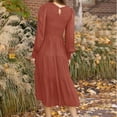 thumbnail image 4 of Fesfesfes Women Dress Fall Winter Long Sleeve Round-Neck Solid Long Dress Plus Size $10, 4 of 6