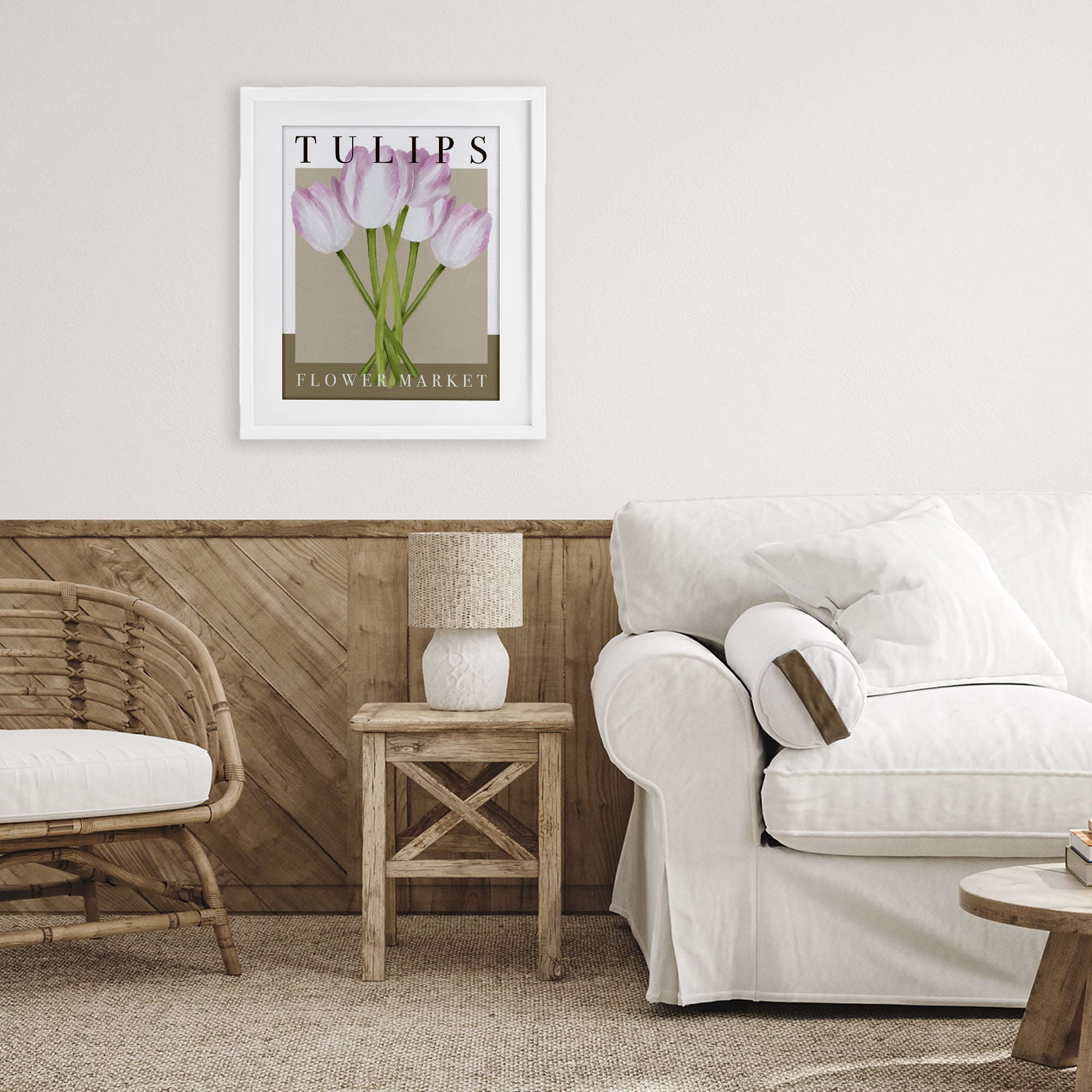 Stupell Industries Tulips Flower Market White Framed Print Under Glass, design by Jennifer Stith