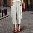thumbnail image 2 of PWPSG Womens Harem Capri Pants, Elastic Waist with Side Button Detail, Lightweight Airy Fabric with Loose Fit for Relaxed Attire Beige XXXL, 2 of 6