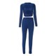 thumbnail image 3 of Pantalones Conjunto de 2 piezas de trajes de moda, camisas con cuello redondo y pantalones tipo lápiz, mujer sexy Ygjytge Azul T M para Mujer, 3 of 8