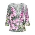 thumbnail image 5 of CYMMPU Fall Fashion Shirts 3/4 Sleeve Spring Tops Round Neck Tunic Tops Floral Printed Loose Fit Blouses for Women Dressy Casual Plus Size Blouse Pink XXXL, 5 of 5