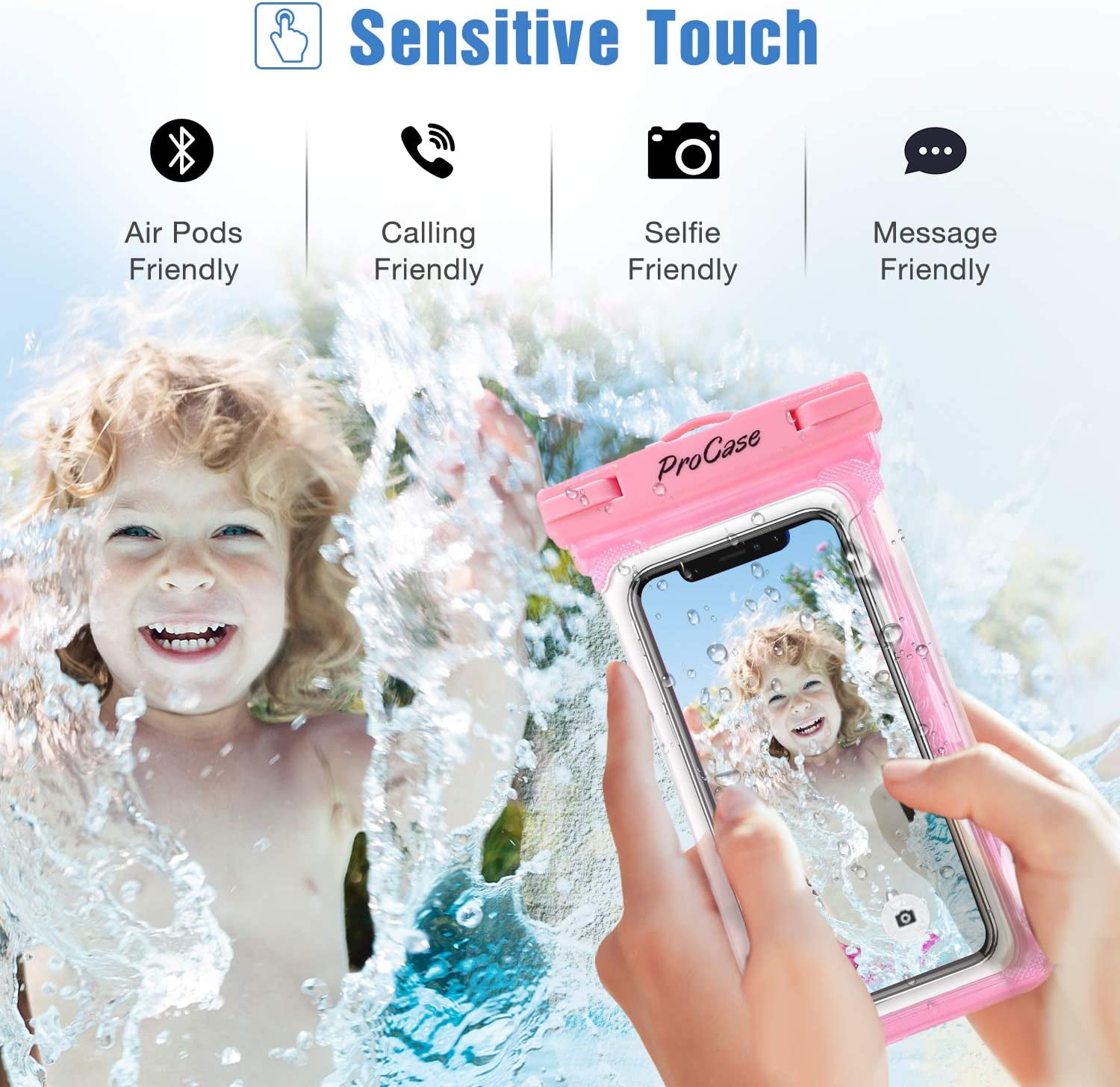 2 Pack Waterproof Phone Pouch, Underwater Phone Case Up to 7", Dry Bag for iPhone 17 Air 16 15 14 13 Pro Plus Max, Galaxy S24 S23 S22 Ultra Pixel, Beach Essentials -Pink & Black